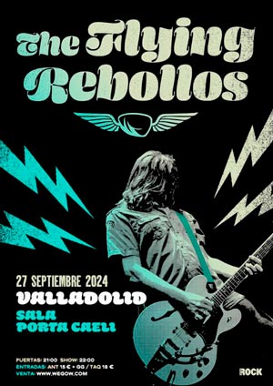 Cartel del concierto de Flying Rebollos en la sala Porta Caeli de Valladolid, en septiembre de 2024