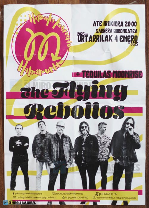 Cartel del concierto de Flying Rebollos en el centro cultural Merkatua, en Portugalete, el 4 de enero de 2025